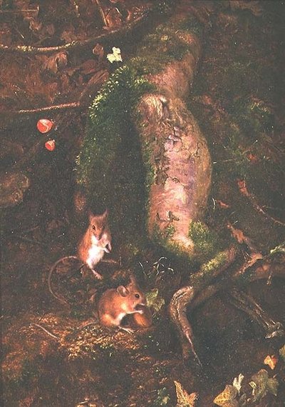 木のふもとのフィールドマウス、1876 作： George Thomas Rope