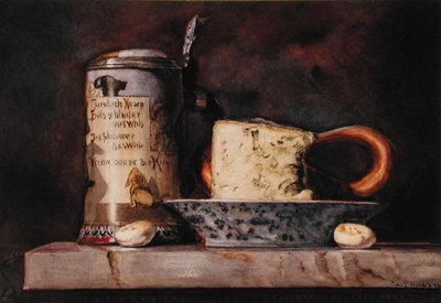 チーズとスタインの静物画 作： George Thompson Hobbs