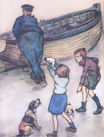 赤ちゃんがお披露目されている間、心配そうに見守るロージー。 作： George Vernon Stokes