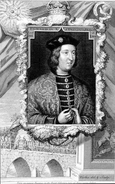 エドワード4世（1442-83） 1461年からのイングランド王 ケンジントン宮殿の肖像画に倣って（エングレービング 作： George Vertue