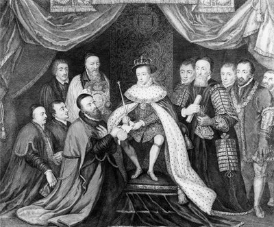 エドワード6世が1553年にジョージバーンズ卿にブライドウェル病院の憲章を付与、1750年に出版 作： George Vertue