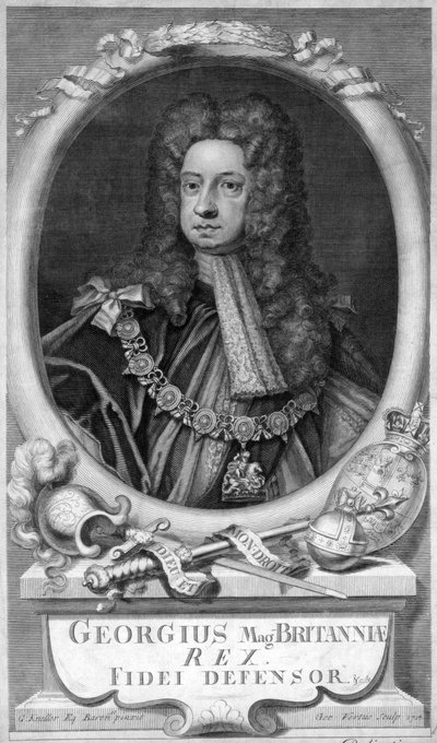 18世紀のイギリスの王ジョージ1世。 作： George Vertue