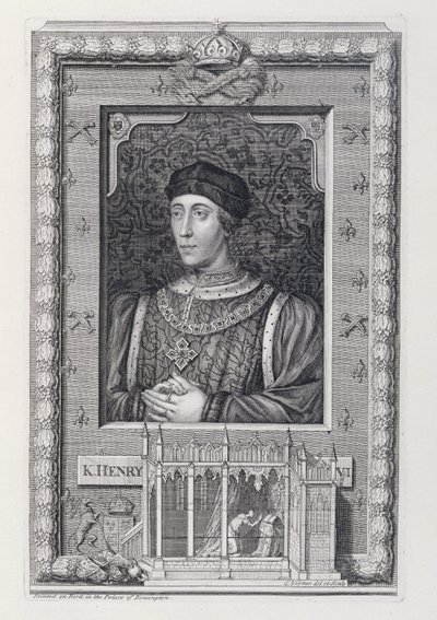 ヘンリー6世（1421-71）イングランドの王1421-66と1470-71、ケンジントン宮殿での肖像画。 作： George Vertue