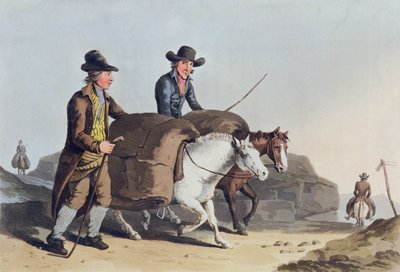 ロバートハヴェル（1769-1832）1814によって刻まれた「コスチュームオブヨークシャー」から布を市場に出す布メーカー 作： George Walker