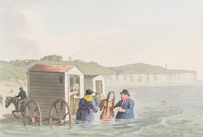 ブリドリントン湾での海水浴（ジョージ・ウォーカー「ヨークシャーの衣装」より 作： George Walker