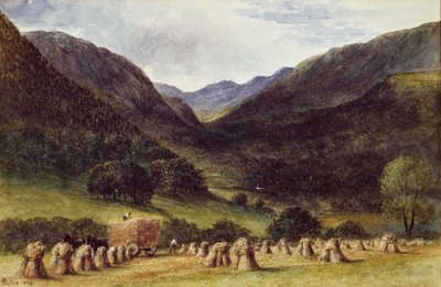 ハーベストタイム、クラフナント湖、北ウェールズ、1869 作： George Augustus Wallis
