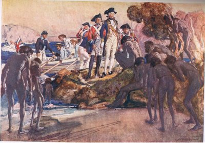 ガバナー・フィリップ、シドニー・コーブにて（カラーリトグラフ 作： George Washington Lambert