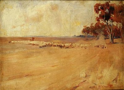 風景、ラウンディング・ストック、オーストラリア 作： George Washington Lambert