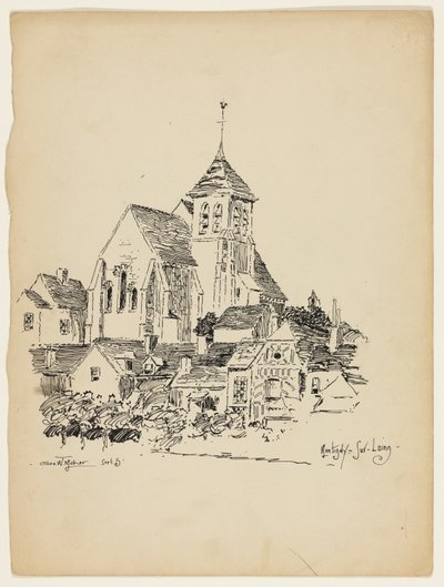 Montigny-Sur-Loing、フランス、旅行スケッチの教会 作： George Washington Maher