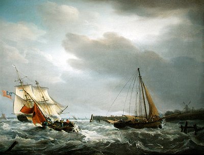 河口を通過するイギリス軍の兵士（油彩・キャンバス） 作： George Webster