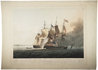 1813年にアメリカのフリゲートチェサピークを捕らえた陛下の船シャノン 作： George Webster
