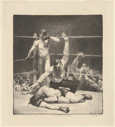 カウント アウト、最初の石、1921 年。 作： George Wesley Bellows