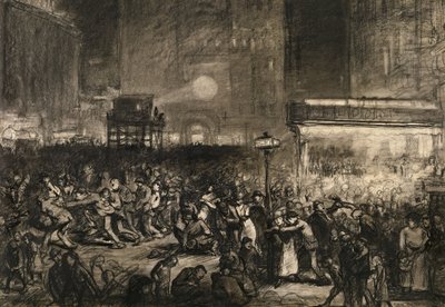選挙の夜タイムズスクエア、1906年。 作： George Wesley Bellows