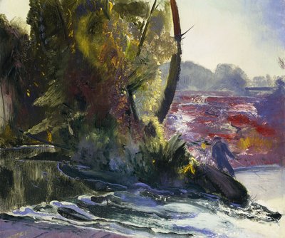 漁師と小川、1920 作： George Wesley Bellows