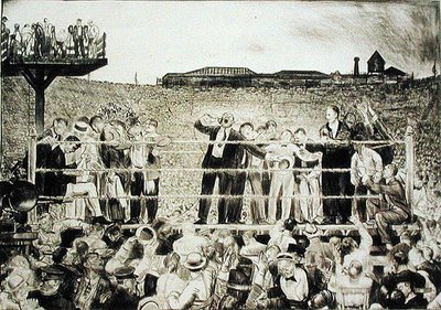 ジョルジュ・カーペンティア（1894-1975）の紹介：デンプシーとカーペンティアの戦い 作： George Wesley Bellows