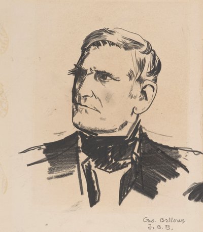 男の肖像、1922年頃（紙に石版クレヨン） 作： George Wesley Bellows