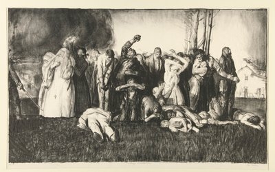戦争シリーズの村の虐殺またはディナンの虐殺 作： George Wesley Bellows
