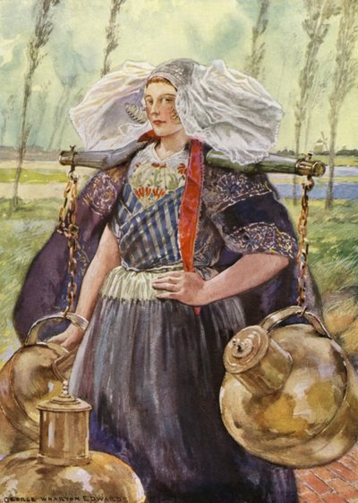 A Zeeland Milkmaid (color litho) 作： George Wharton Edwards