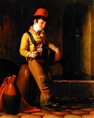 サヴォワールの音楽家 1836年頃（パネルに油彩） 作： George Whiting Flagg