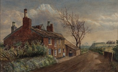アルト方面を望むピテス-ジェームス・バターワースの生家を示す 作： George Wimpenny