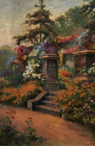 夏の庭、未定（キャンバスに油彩） 作： George Wimpenny