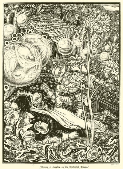 魅惑の地で眠ることに気をつけろ！（彫刻 作： George Woolliscroft Rhead