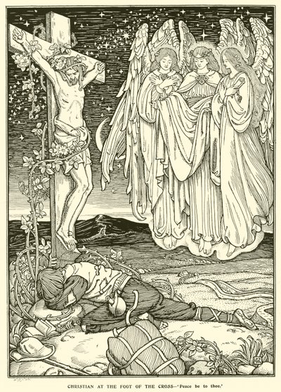 十字架の下のキリスト教信者（エングレービング 作： George Woolliscroft Rhead