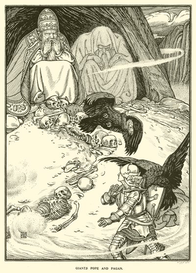 巨人の教皇とパガン（エングレービング 作： George Woolliscroft Rhead