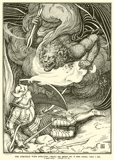 アポリオンとの闘い（エングレーヴィング 作： George Woolliscroft Rhead