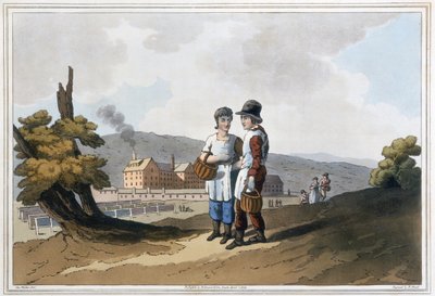 工場の子供たち、 `ロバートハヴェル（1769-1832）によって刻まれたヨークシャーのコスチューム（1814年）（ハンドアクアチン） 作： George after Walker