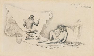 絵作家の物語のための研究、c.1884（紙に鉛筆とインク） 作： George de Forest Brush or Brusch