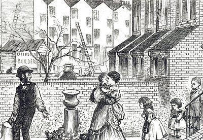 急速な都市の拡大とジェリービルディングをコメントした漫画 作： George du Maurier