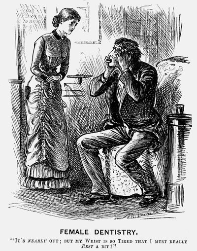 「女性歯科」、1879 作： George du Maurier