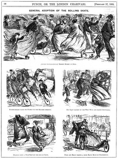 ローリングスケートの一般的な採用ジョージ・デュ・モーリアのカートゥーン（パンチより 作： George du Maurier