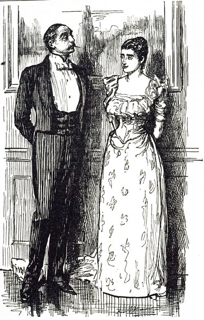 ジョルジュ・デュ・モーリアが社交場で会話する男女を描いた漫画（1891年イギリス 作： George du Maurier