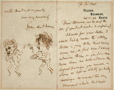 デュモリエを威嚇するホイッスラーの絵入り書簡 作： George du Maurier