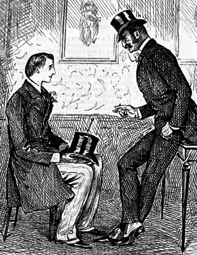 夕食後、葉巻を吸いながら話をする二人の紳士 作： George du Maurier