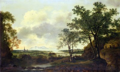 チチェスターの奇想天外な風景、前景に人や牛がいる 作： George of Chichester Smith