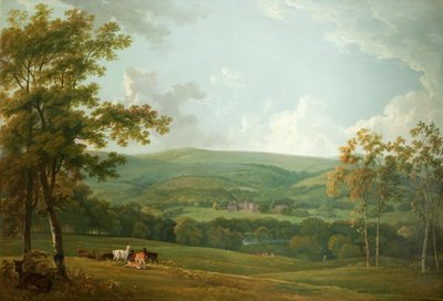 タウンリーホールの遠景、1777年頃 作： George the Elder Barret