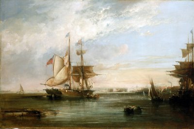 デプトフォード沖のヨット「イザベル」（イギリス）。油絵 作： George the Elder Chambers