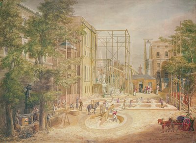 大英博物館、リュキアの部屋の基礎を築く、1845年（紙にトイレ） 作： George the Elder Scharf