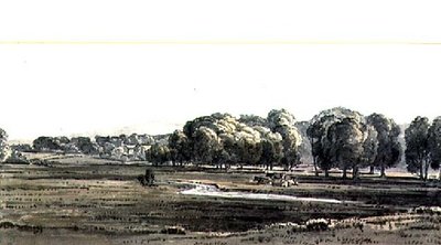 牧草地と小川のある風景 作： George the Younger Barret