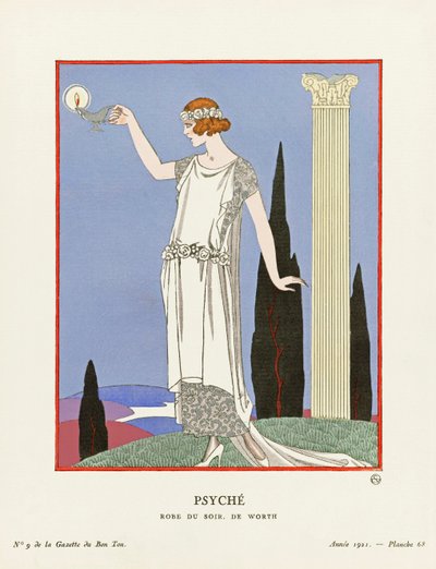 プシュケ、「ガゼット・デュ・ボン・トン」より（版画） 作： Georges (after) Barbier