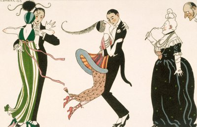 H. Reidel が Journal des Dames et des Modes の友人のために彫刻した「The Madness of the Day」 作： Georges (after) Barbier