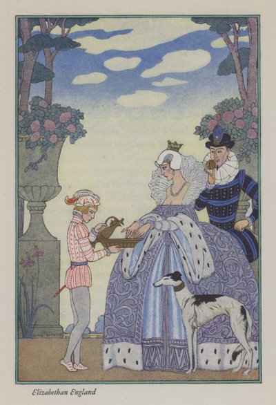 香水のロマンス：エリザベス朝のイギリス（カラーリソ） 作： Georges (after) Barbier