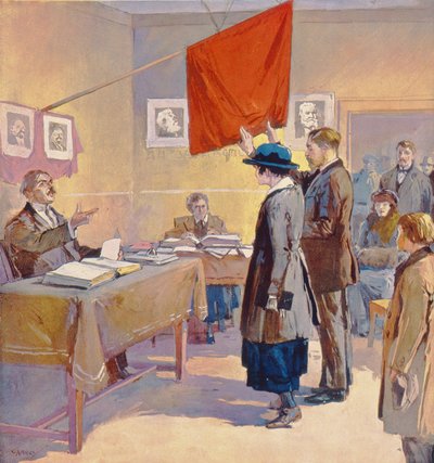 革命当時のロシアの市民結婚 1923年頃（カラーリトグラフ） 作： Georges (after) Carrey