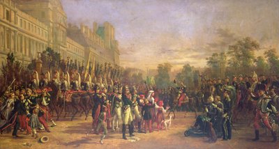 1859年8月にイタリアから戻ってきたナポレオン3世と彼の軍隊のチュイルリーに到着（キャンバスに油彩） 作： Georges Achille de Magrath