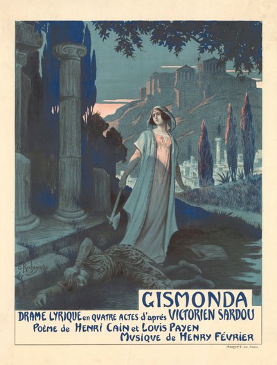V. Sardou による劇場劇 Gismonda のポスター、1919 年。 作： Georges Antoine Rochegrosse