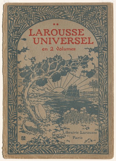ラルース・ユニバーサル表紙 (Le Larousse Universel) (カラー木版) 作： Georges Auriol