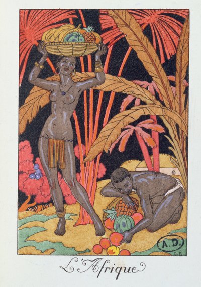 「アフリカ」、1921 年のカレンダーのイラスト 作： Georges Barbier